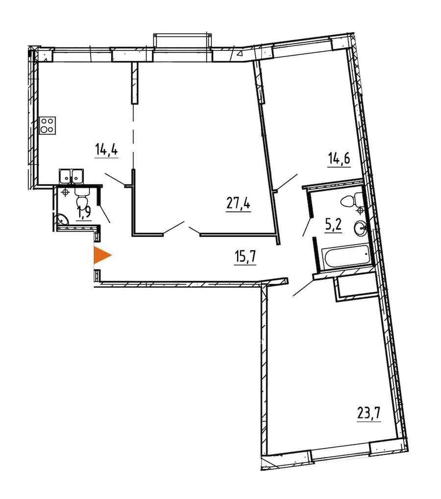 Трехкомнатная квартира в : площадь 102.9 м2 , этаж: 2 – купить в Санкт-Петербурге